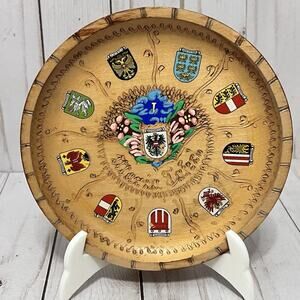 Vintage Austria Wooden Wall Plaque Österreich Provincial Heraldry Folk Art Plate